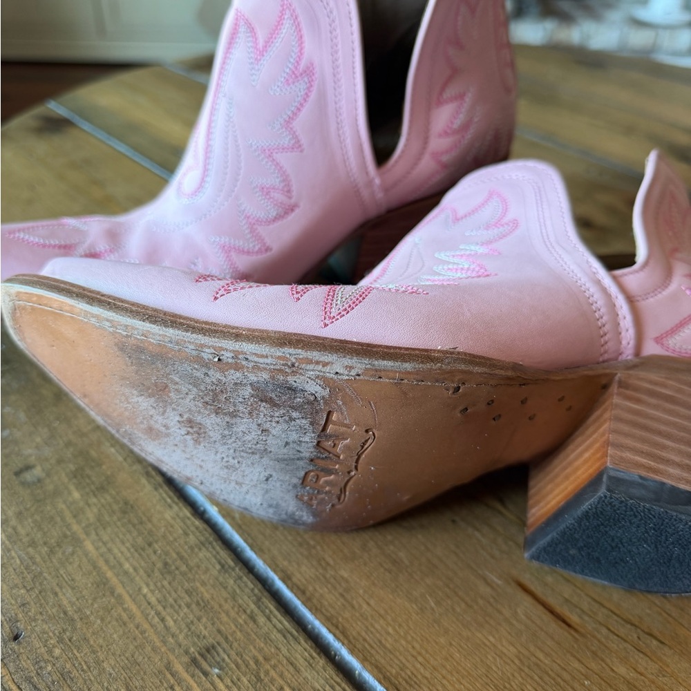 Ariat Pastel Pink Western Embroidered Ankle Boots - Picture 2 of 5